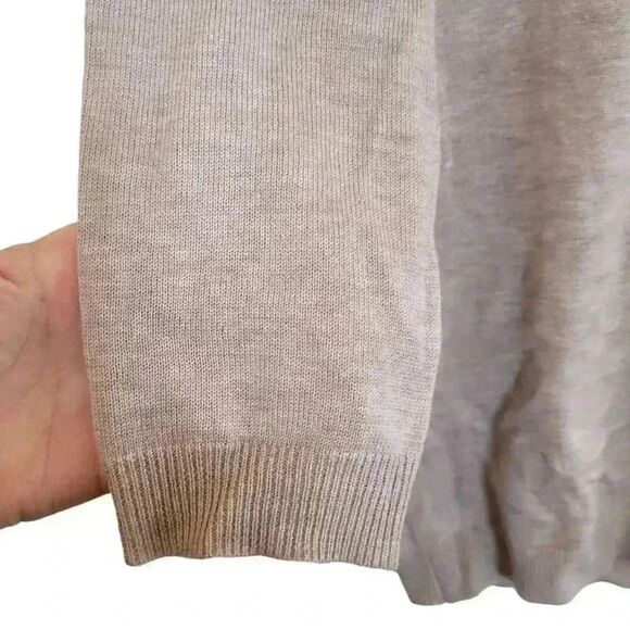 Banana Republic Women's Oatmeal Heather Poly/Wool Beaded Scoop Neck Sweater - Picture 5 of 9